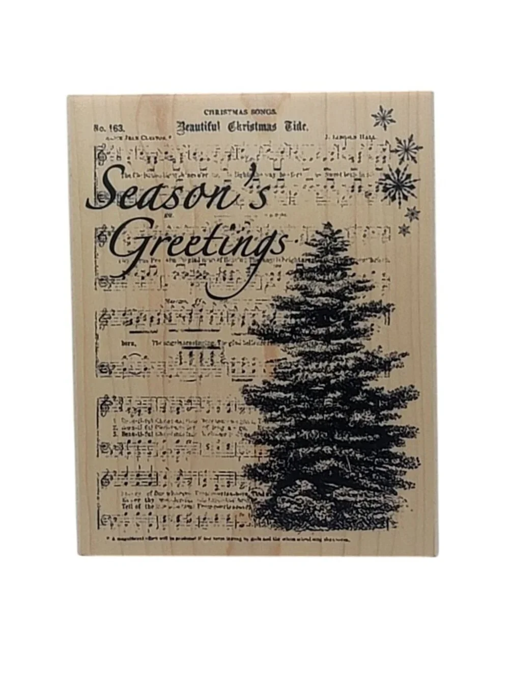 Seasons Greetings Recollections Christmas Tree Wood Stamp Rubber Craft Tool New
